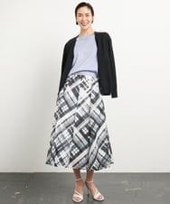 FMHGA04360 MICHEL KLEIN(ミッシェルクラン) ［オリジナルプリント］シアーチェックスカート グリーン
