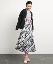 FMHGA04360 MICHEL KLEIN(ミッシェルクラン) ［オリジナルプリント］シアーチェックスカート グリーン