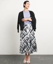FMHGA04360 MICHEL KLEIN(ミッシェルクラン) ［オリジナルプリント］シアーチェックスカート グリーン