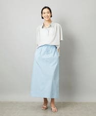 FMHGA09280 MICHEL KLEIN(ミッシェルクラン) [セットアップ対応]ストライプストレートスカート ライトブルー