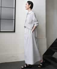 FMHGA09280 MICHEL KLEIN(ミッシェルクラン) [セットアップ対応]ストライプストレートスカート ライトブルー