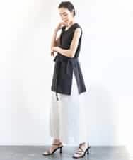 FMHGA09280 MICHEL KLEIN(ミッシェルクラン) [セットアップ対応]ストライプストレートスカート ライトブルー
