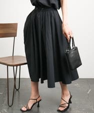 FMHGB07230 MICHEL KLEIN(ミッシェルクラン) [ドライタッチ]スピンドルギャザースカート 無地(セットアップ対応) ブラック