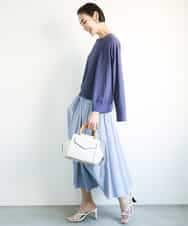 FMHGB07230 MICHEL KLEIN(ミッシェルクラン) [ドライタッチ]スピンドルギャザースカート 無地(セットアップ対応) カーキ