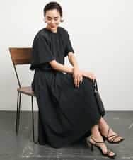 FMHGB07230 MICHEL KLEIN(ミッシェルクラン) [ドライタッチ]スピンドルギャザースカート 無地(セットアップ対応) カーキ