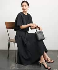 FMHGB07230 MICHEL KLEIN(ミッシェルクラン) [ドライタッチ]スピンドルギャザースカート 無地(セットアップ対応) カーキ