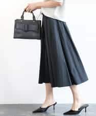 FMHGB07230 MICHEL KLEIN(ミッシェルクラン) [ドライタッチ]スピンドルギャザースカート 無地(セットアップ対応) カーキ