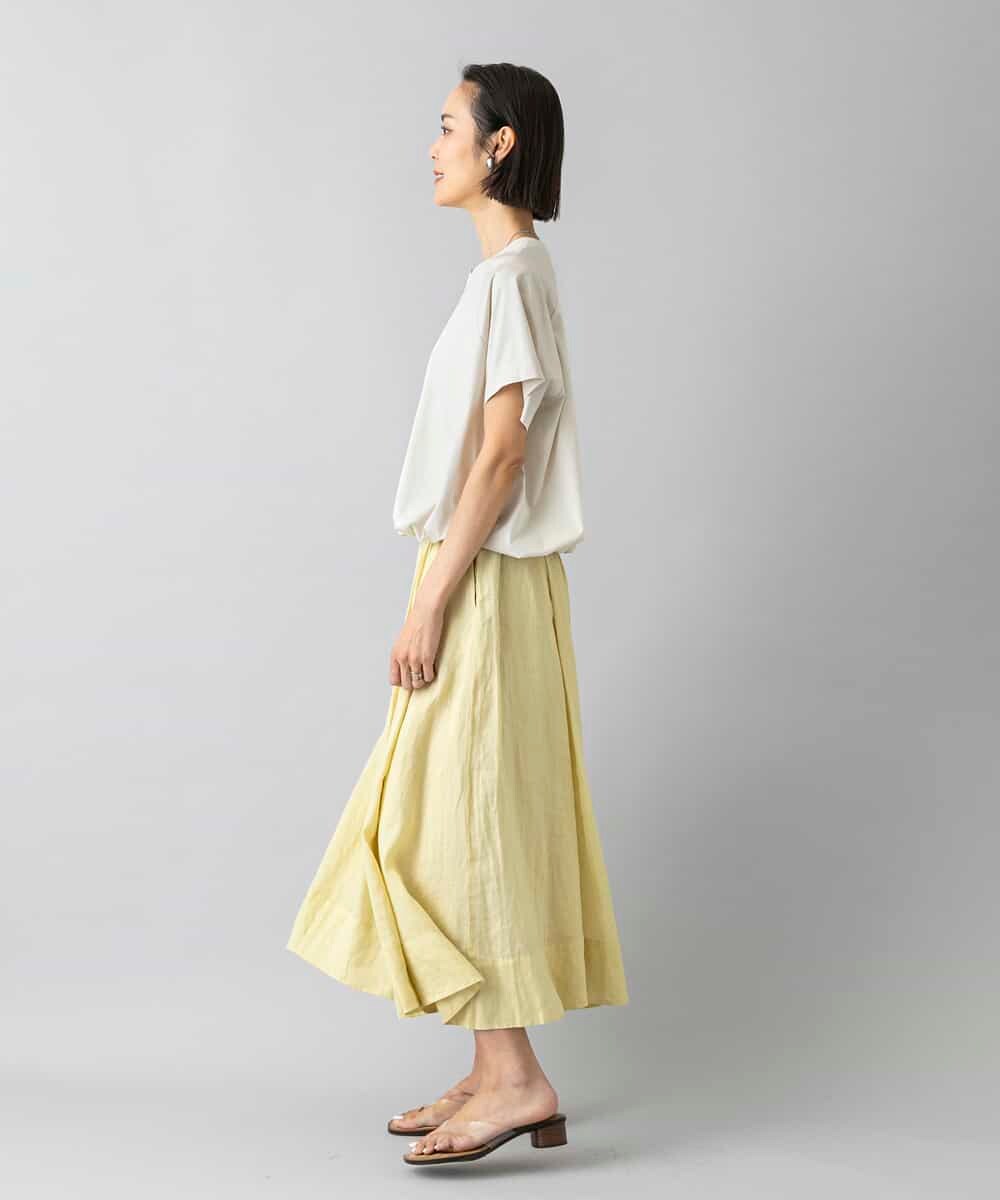 FMHGD02300 MICHEL KLEIN(ミッシェルクラン) [セットアップ対応]リネンフレアスカート ライトイエロー