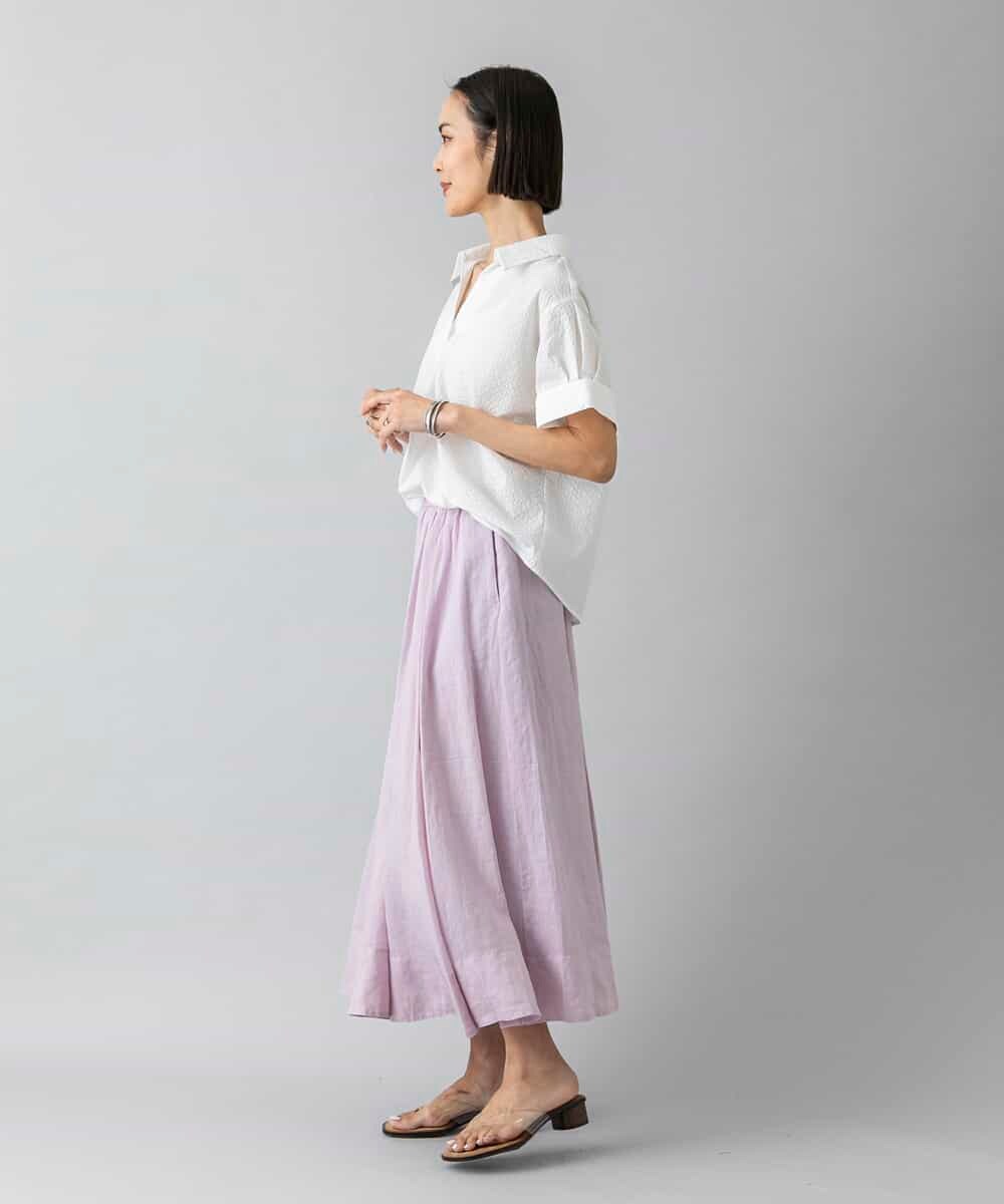 FMHGD02300 MICHEL KLEIN(ミッシェルクラン) [セットアップ対応]リネンフレアスカート ライトイエロー