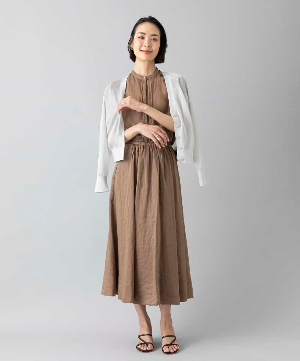 FMHGD02300 MICHEL KLEIN(ミッシェルクラン) [セットアップ対応]リネンフレアスカート ライトイエロー