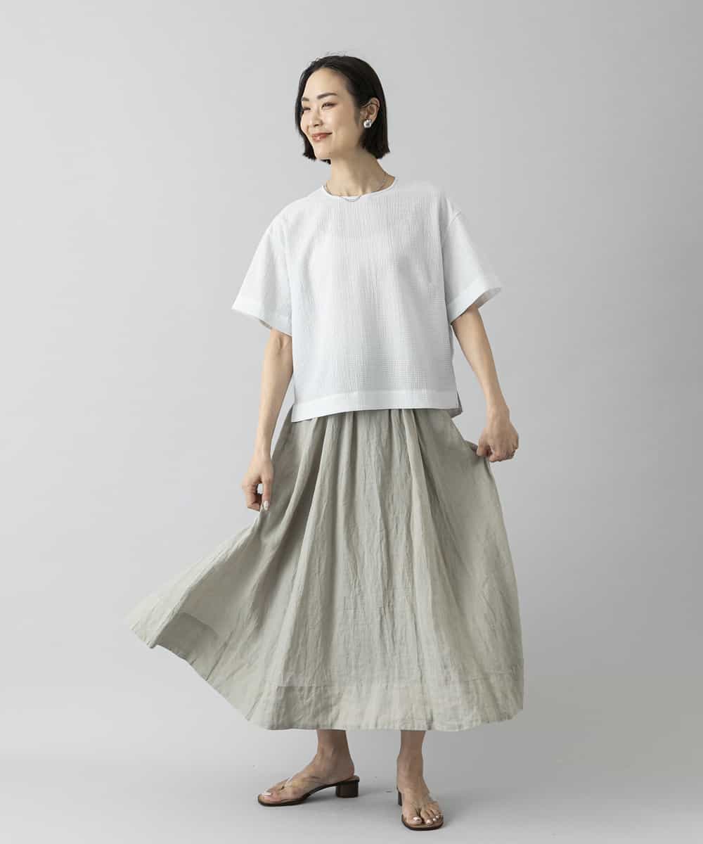 FMHGD02300 MICHEL KLEIN(ミッシェルクラン) [セットアップ対応]リネンフレアスカート ライトイエロー