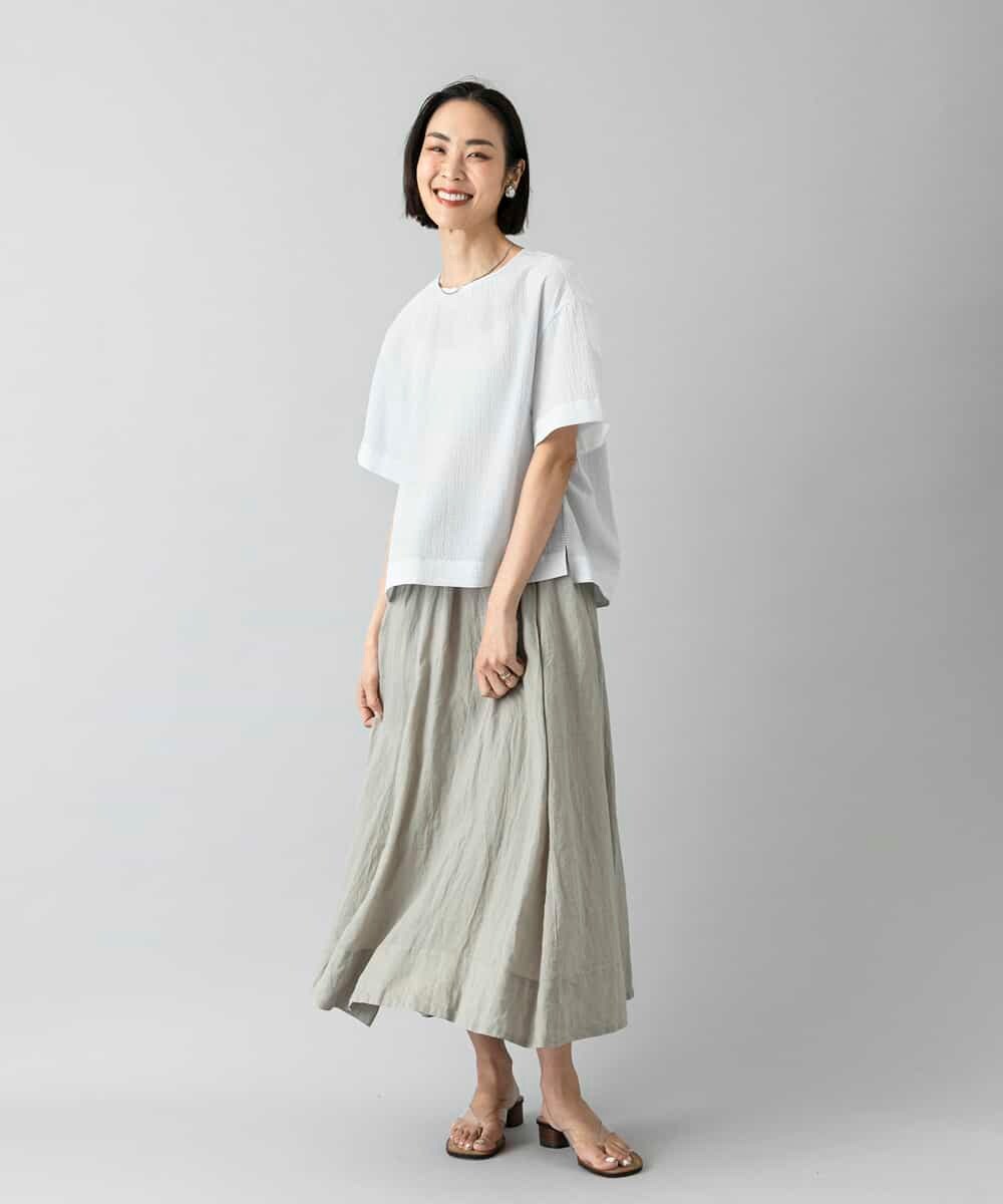 FMHGD02300 MICHEL KLEIN(ミッシェルクラン) [セットアップ対応]リネンフレアスカート ライトイエロー