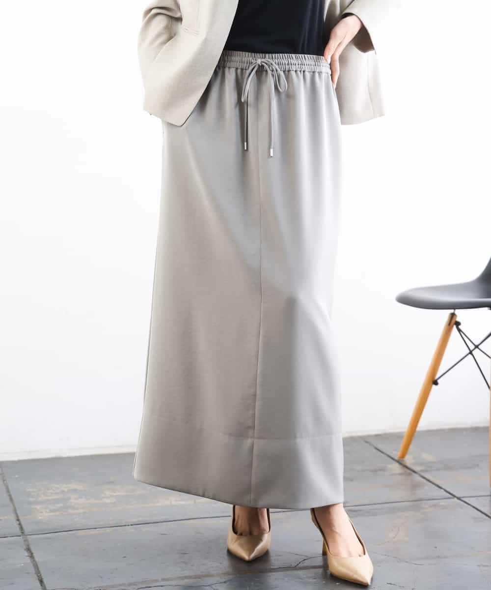 FMHGD03240 MICHEL KLEIN(ミッシェルクラン) [リラックスボトム]ダルサテン Iラインスカート カーキ