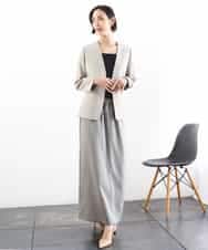 FMHGD03240 MICHEL KLEIN(ミッシェルクラン) [リラックスボトム]ダルサテン Iラインスカート カーキ