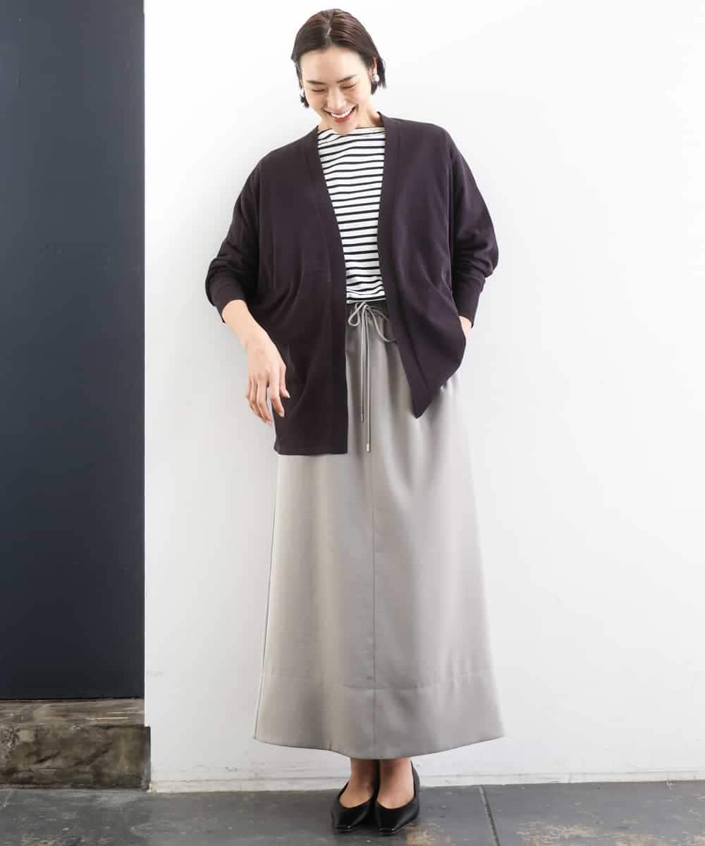 FMHGD03240 MICHEL KLEIN(ミッシェルクラン) [リラックスボトム]ダルサテン Iラインスカート カーキ