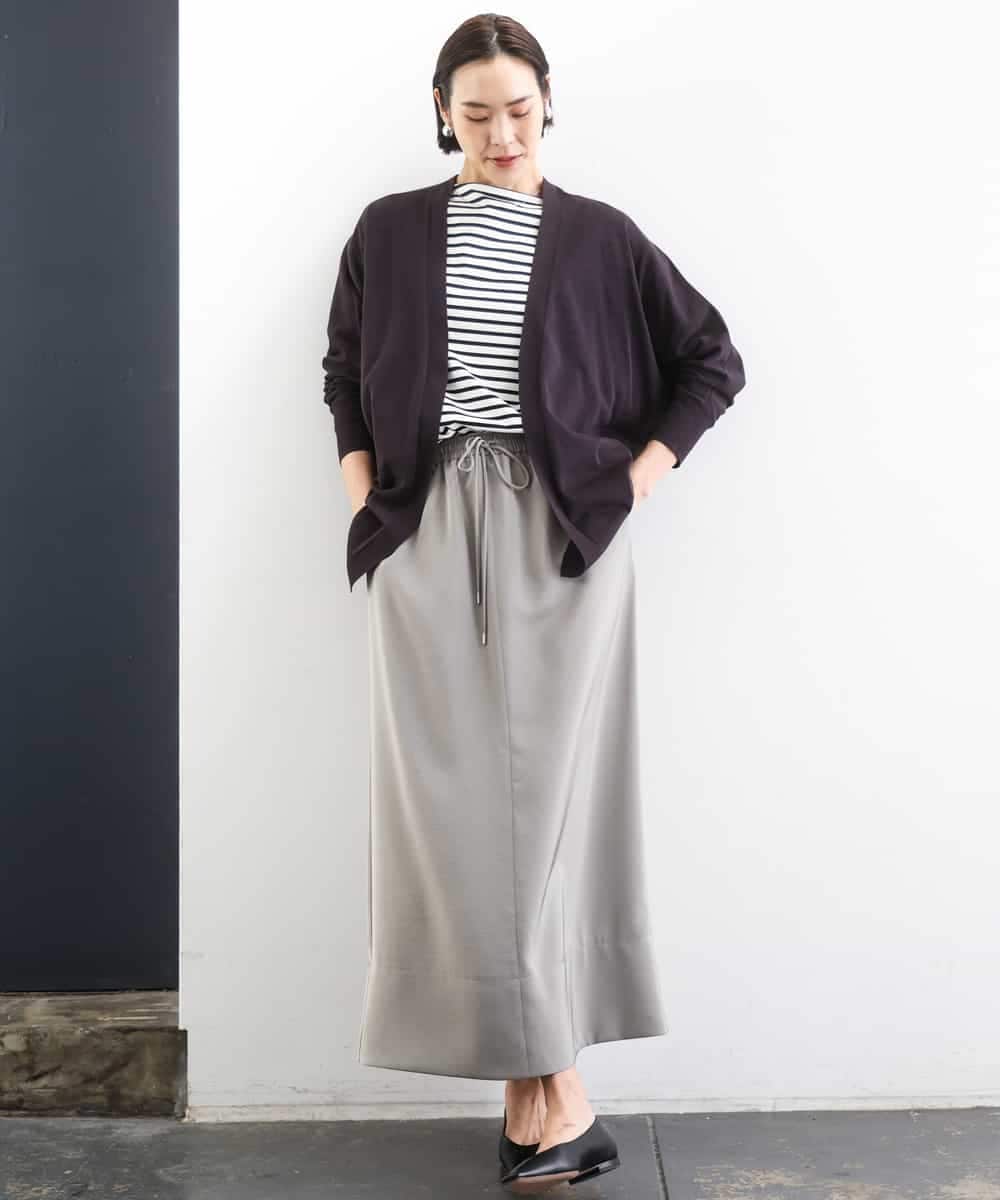 FMHGD03240 MICHEL KLEIN(ミッシェルクラン) [リラックスボトム]ダルサテン Iラインスカート カーキ