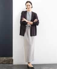 FMHGD03240 MICHEL KLEIN(ミッシェルクラン) [リラックスボトム]ダルサテン Iラインスカート カーキ