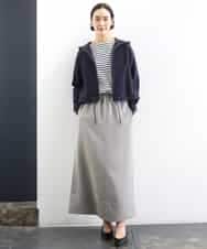 FMHGD03240 MICHEL KLEIN(ミッシェルクラン) [リラックスボトム]ダルサテン Iラインスカート カーキ