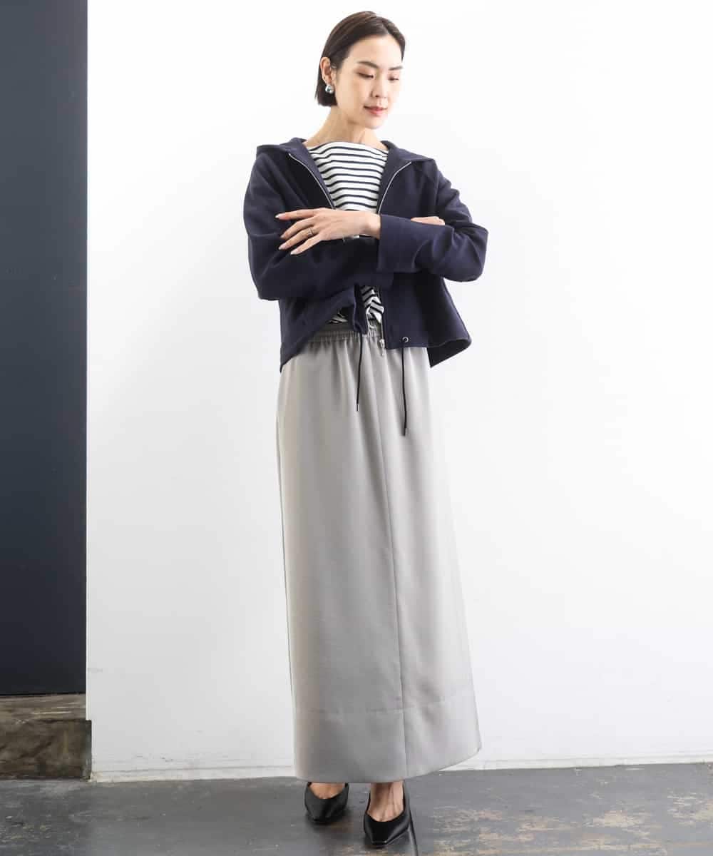 FMHGD03240 MICHEL KLEIN(ミッシェルクラン) [リラックスボトム]ダルサテン Iラインスカート カーキ