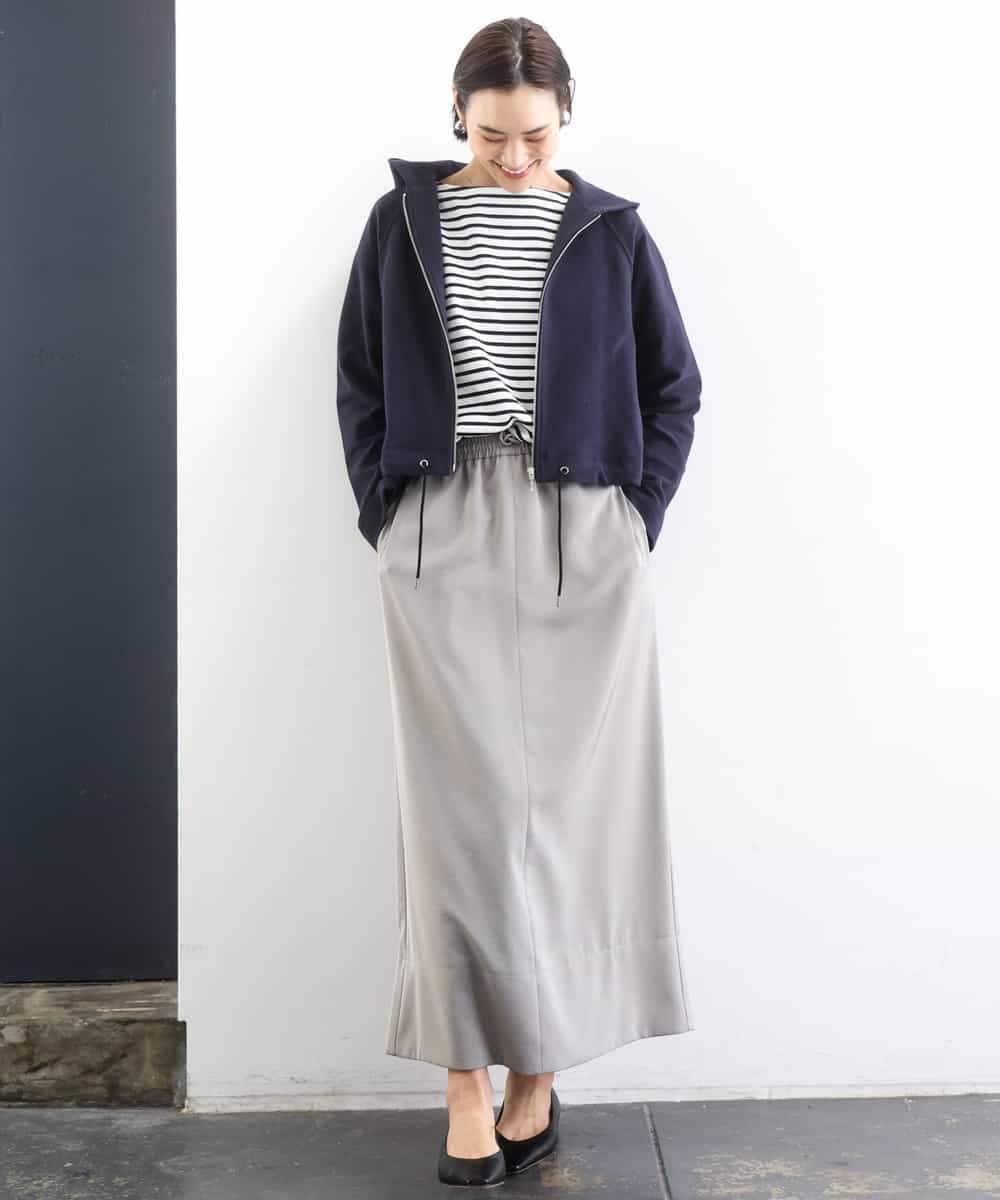 FMHGD03240 MICHEL KLEIN(ミッシェルクラン) [リラックスボトム]ダルサテン Iラインスカート カーキ