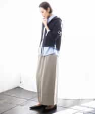 FMHGD03240 MICHEL KLEIN(ミッシェルクラン) [リラックスボトム]ダルサテン Iラインスカート カーキ