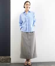 FMHGD03240 MICHEL KLEIN(ミッシェルクラン) [リラックスボトム]ダルサテン Iラインスカート カーキ