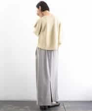 FMHGD03240 MICHEL KLEIN(ミッシェルクラン) [リラックスボトム]ダルサテン Iラインスカート カーキ