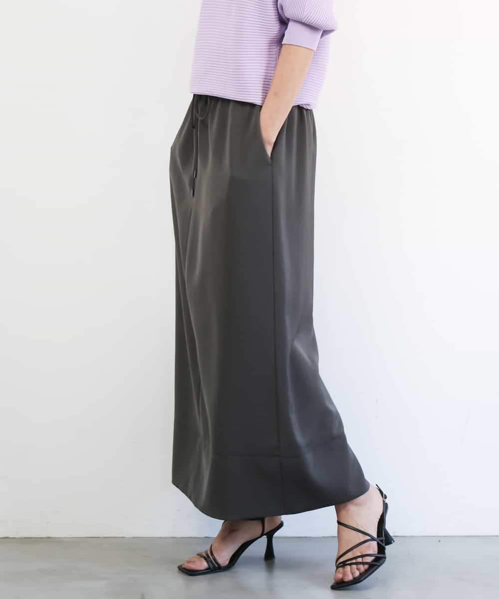 FMHGD03240 MICHEL KLEIN(ミッシェルクラン) [リラックスボトム]ダルサテン Iラインスカート カーキ