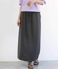 FMHGD03240 MICHEL KLEIN(ミッシェルクラン) [リラックスボトム]ダルサテン Iラインスカート カーキ