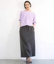 FMHGD03240 MICHEL KLEIN(ミッシェルクラン) [リラックスボトム]ダルサテン Iラインスカート カーキ