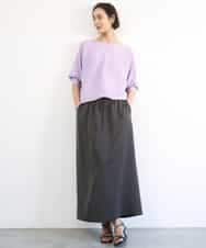 FMHGD03240 MICHEL KLEIN(ミッシェルクラン) [リラックスボトム]ダルサテン Iラインスカート カーキ