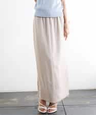 FMHGD03240 MICHEL KLEIN(ミッシェルクラン) [リラックスボトム]ダルサテン Iラインスカート カーキ