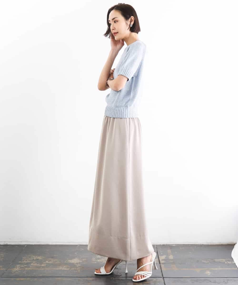 FMHGD03240 MICHEL KLEIN(ミッシェルクラン) [リラックスボトム]ダルサテン Iラインスカート カーキ