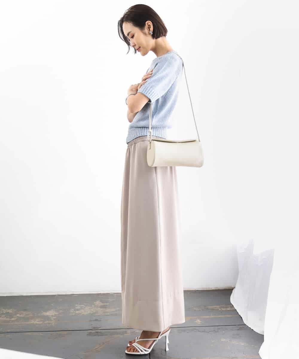 FMHGD03240 MICHEL KLEIN(ミッシェルクラン) [リラックスボトム]ダルサテン Iラインスカート カーキ