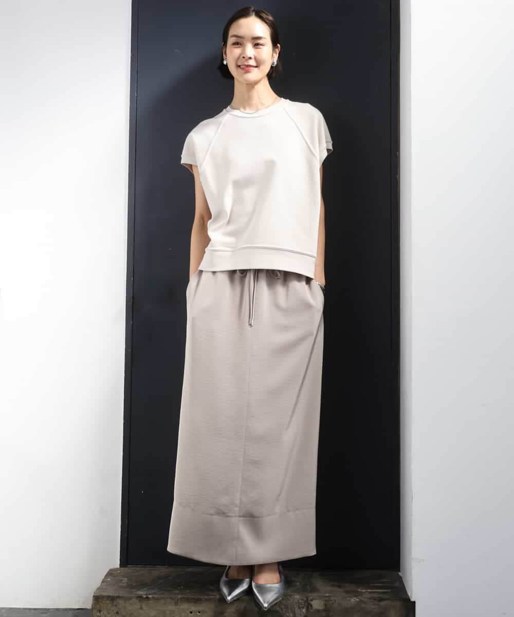 FMHGD03240 MICHEL KLEIN(ミッシェルクラン) [リラックスボトム]ダルサテン Iラインスカート カーキ