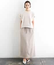 FMHGD03240 MICHEL KLEIN(ミッシェルクラン) [リラックスボトム]ダルサテン Iラインスカート カーキ