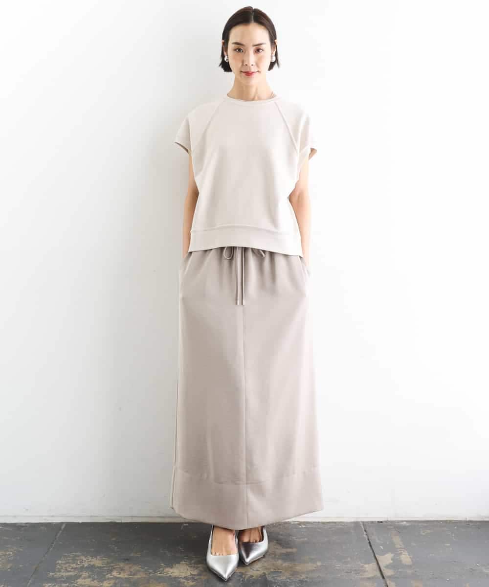 FMHGD03240 MICHEL KLEIN(ミッシェルクラン) [リラックスボトム]ダルサテン Iラインスカート カーキ