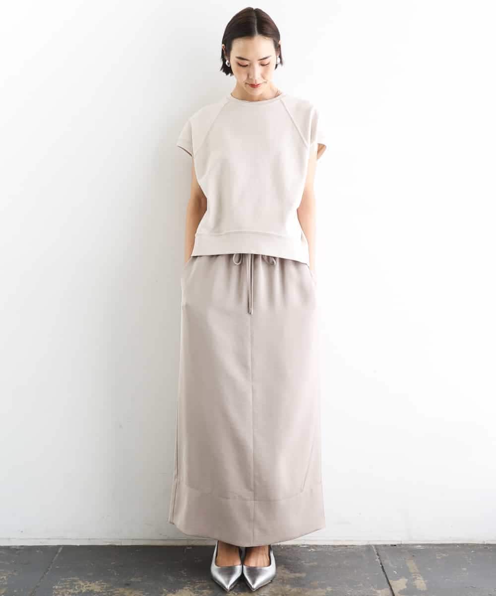 FMHGD03240 MICHEL KLEIN(ミッシェルクラン) [リラックスボトム]ダルサテン Iラインスカート カーキ