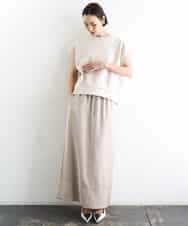 FMHGD03240 MICHEL KLEIN(ミッシェルクラン) [リラックスボトム]ダルサテン Iラインスカート カーキ