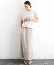 FMHGD03240 MICHEL KLEIN(ミッシェルクラン) [リラックスボトム]ダルサテン Iラインスカート カーキ