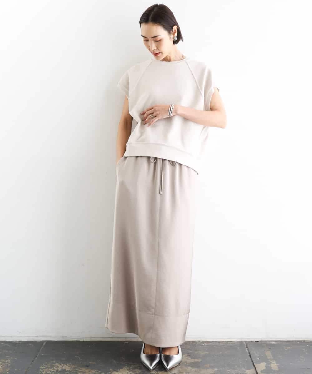 FMHGD03240 MICHEL KLEIN(ミッシェルクラン) [リラックスボトム]ダルサテン Iラインスカート カーキ