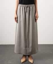 FMHGD03240 MICHEL KLEIN(ミッシェルクラン) [リラックスボトム]ダルサテン Iラインスカート カーキ