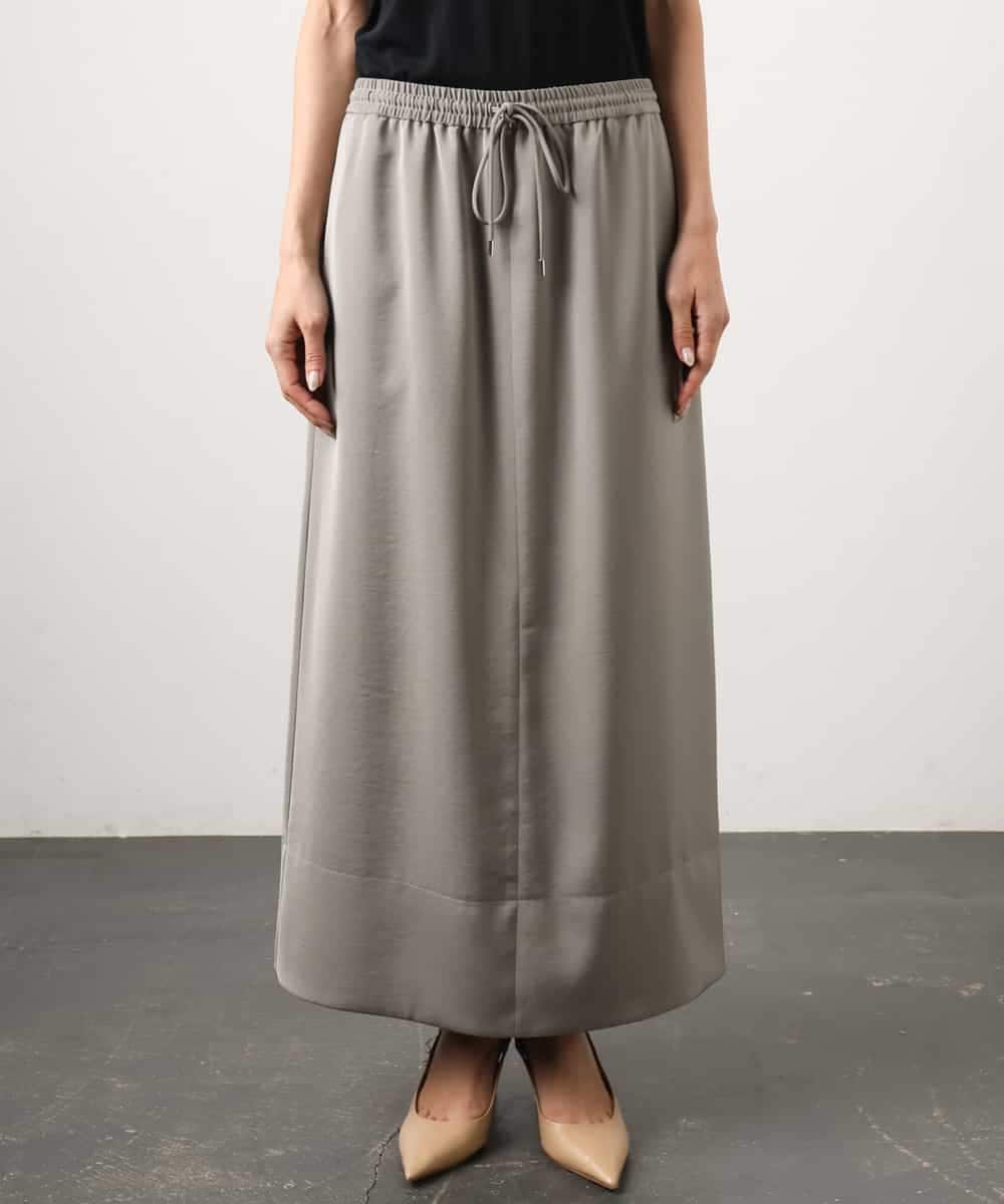 FMHGD03240 MICHEL KLEIN(ミッシェルクラン) [リラックスボトム]ダルサテン Iラインスカート カーキ