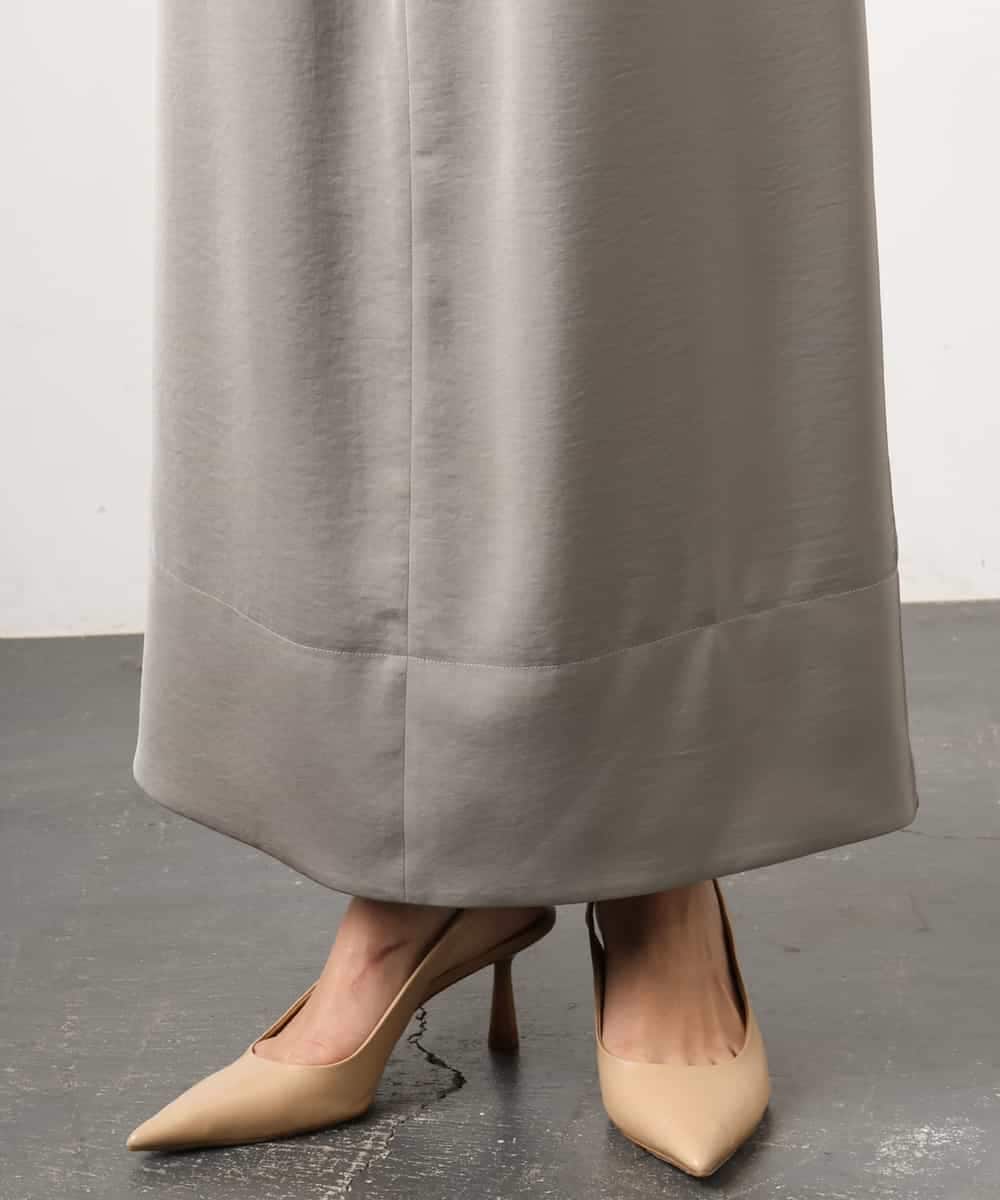 FMHGD03240 MICHEL KLEIN(ミッシェルクラン) [リラックスボトム]ダルサテン Iラインスカート カーキ