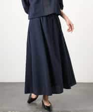 FMHGD05240 MICHEL KLEIN(ミッシェルクラン) [セットアップ対応/リラックスボトム]ワッフルギャザースカート ネイビー