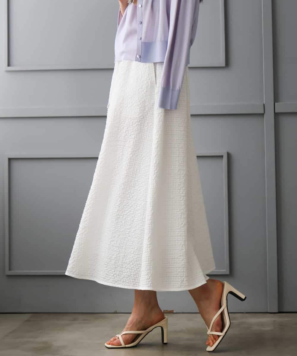 FMHGD05240 MICHEL KLEIN(ミッシェルクラン) [セットアップ対応/リラックスボトム]ワッフルギャザースカート ネイビー