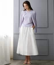 FMHGD05240 MICHEL KLEIN(ミッシェルクラン) [セットアップ対応/リラックスボトム]ワッフルギャザースカート ネイビー