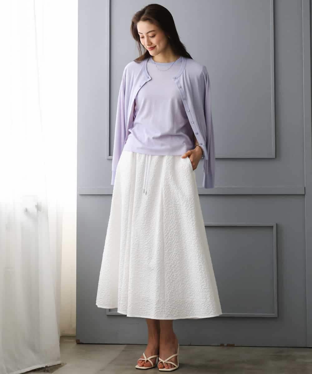 FMHGD05240 MICHEL KLEIN(ミッシェルクラン) [セットアップ対応/リラックスボトム]ワッフルギャザースカート ネイビー