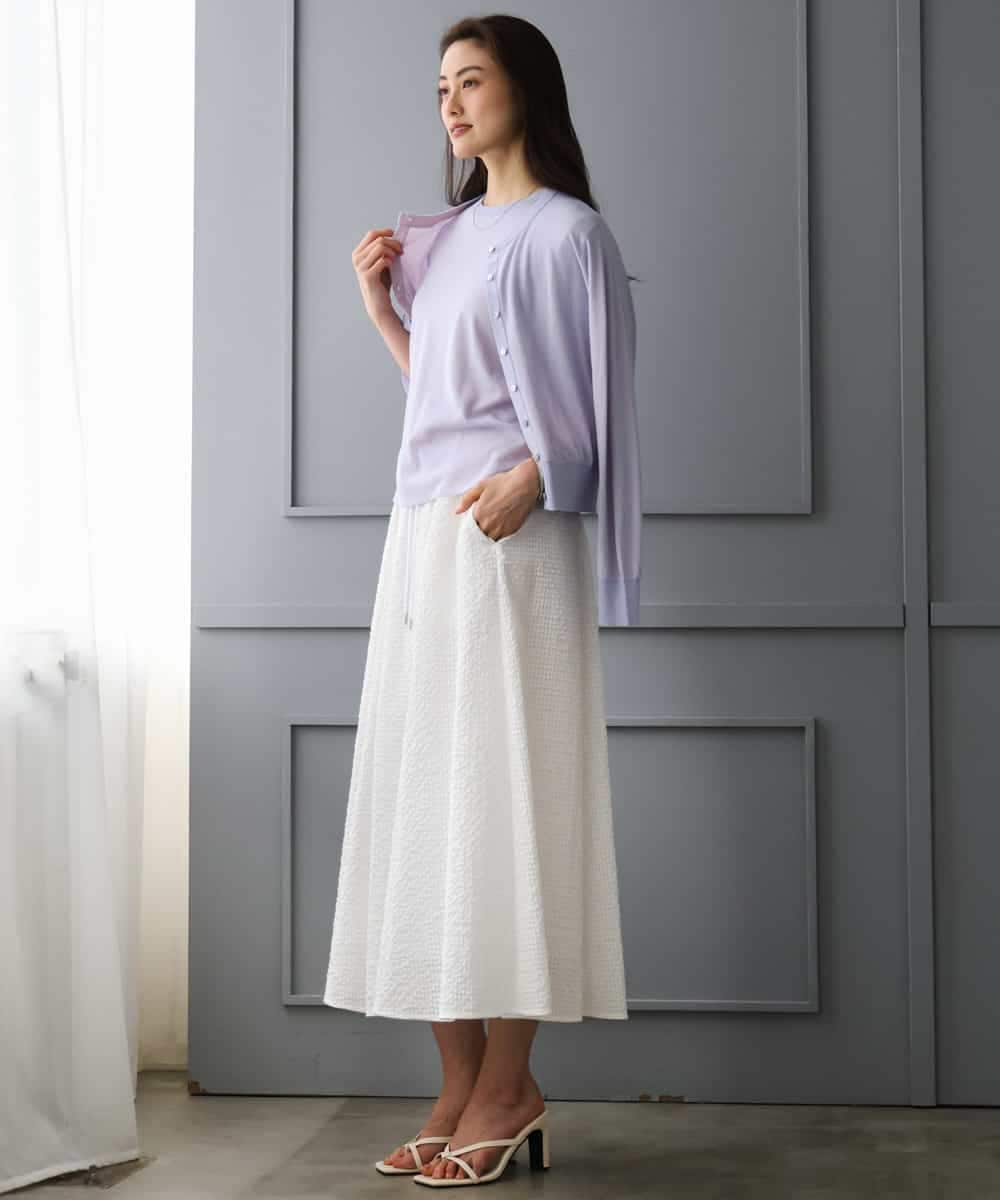 FMHGD05240 MICHEL KLEIN(ミッシェルクラン) [セットアップ対応/リラックスボトム]ワッフルギャザースカート ネイビー