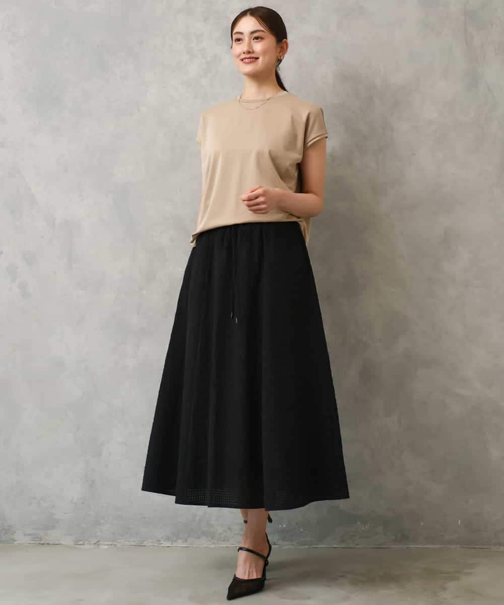 FMHGD05240 MICHEL KLEIN(ミッシェルクラン) [セットアップ対応/リラックスボトム]ワッフルギャザースカート ネイビー